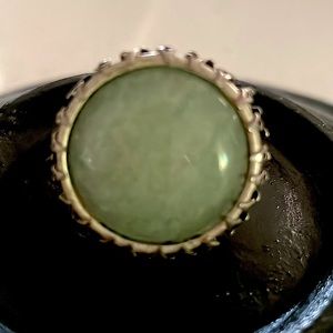 Adjustable blue stone statement ring with silver